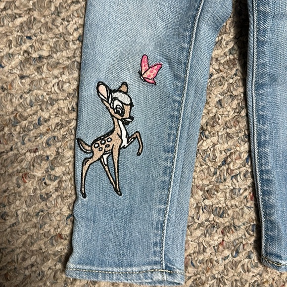 GAPKIDS BABY GAP KIDS & DISNEY BAMBI EMBROIDERED JEGGINGS JEANS size 2T - Picture 3 of 4